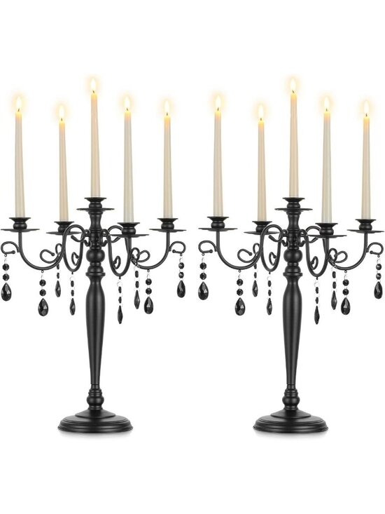 Other - Elegant Black 5-Arm Candelabra Set of 2 | Stylish Candle Holders for Home Decor